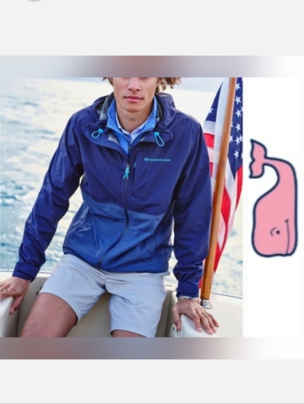 Vineyard Vines Unisex On-The-Go Packable Rain Shell Jacket Size Youth S NWT